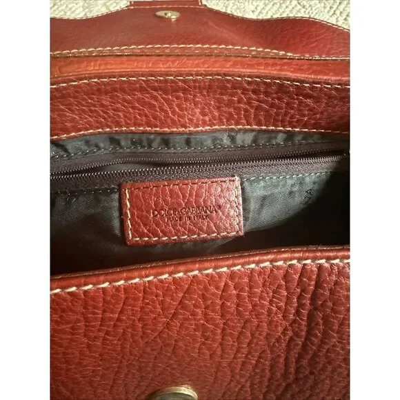 Womens Vintage Dolce&Gabbana Shoulder BagTote Purse Red Pebble Leather…